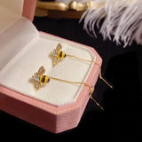 14K Gold Plated Bee Threader Earrings