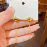 14K Gold Plated Bee Threader Earrings