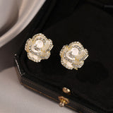 14K Gold-plated Rose Flower Stud Earrings