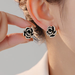 14K Gold-plated Rose Flower Stud Earrings