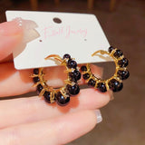 14K Gold-plated Black Earrings