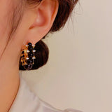 14K Gold-plated Black Earrings