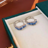 14K Gold-plated Blue Crystal Hoop Earrings