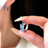 14K Gold-plated Blue Crystal Hoop Earrings