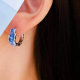 14K Gold-plated Blue Crystal Hoop Earrings