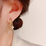 14K Gold-plated Diamond Clover Earrings