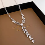 14K Gold Plated Diamond Leaf Necklaces