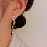 14K Gold-plated Exquisite Zircon Flower Earrings