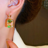 14K Gold-plated Gemstone Zircon Earrings