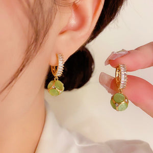 14K Gold-plated Zircon Ball Earrings