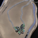 14K Gold Plated Green Crystal Butterfly Necklaces