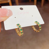 14K Gold-plated Green Zircon Hoop Earrings