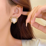 14K Gold-plated Heart Stud Earrings