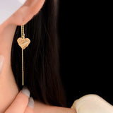 14K Gold-plated Heart Threader Earrings