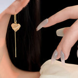 14K Gold-plated Heart Threader Earrings