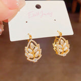 14K Gold-plated Luxury Pearl Leaf Earrings