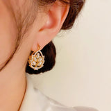 14K Gold-plated Luxury Pearl Leaf Earrings