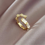 14K Gold-plated Opal Bamboo Rings