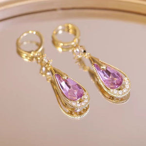 14K Gold-plated Pink & Green Crystal Earrings