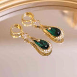 14K Gold-plated Pink & Green Crystal Earrings