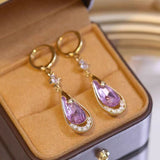 14K Gold-plated Pink & Green Crystal Earrings