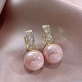 14K Gold-plated Pink Artificial Pearl Earrings