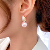 14K Gold-plated Pink Artificial Pearl Earrings