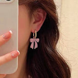 14K Gold-plated Pink Bow Earrings