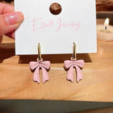 14K Gold-plated Pink Bow Earrings