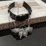 14K Gold Plated Punk Belt Butterfly Tassel Choker