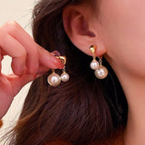 14K Gold-plated Pearl Drop Earrings