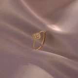 14K Gold Plated Adjustable Rhinestone Rings