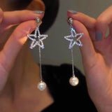 14K Gold-plated Star Pearl Earrings