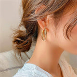 14K Gold-plated Gold Plated Three-Layer C Shaped Earrings