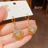 14K Gold-plated Zircon Love Heart Earrings