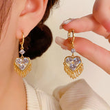 14K Gold-plated Zircon Love Heart Earrings