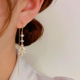 14K Gold-plated Unique Leaf Threader Earrings