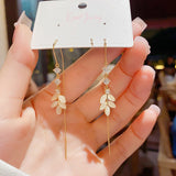 14K Gold-plated Unique Leaf Threader Earrings