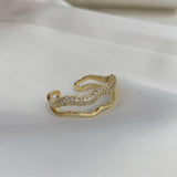 14K Gold-plated Wave Double Layer Rings