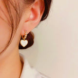 14k Gold-Plated White & Black Heart Earrings