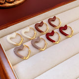 14k Gold Plated White Red And Gray Heart Earrings