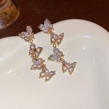 14K Gold-plated Zircon Butterfly Earrings