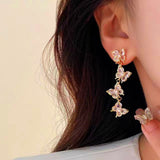 14K Gold-plated Zircon Butterfly Earrings