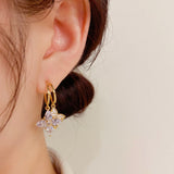 14K Gold Plated Zircon Star Earrings