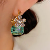 14K Gold Plated Zircon Flower Earrings