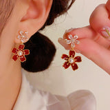 14K Gold Plated Zircon Flower Earrings