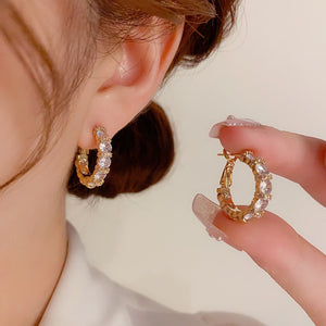 14K Gold Plated Zircon Hoop Earrings