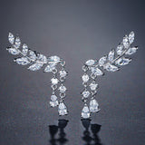 14K Gold Plated Zircon Leaf Earrings