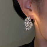 14K Gold Plated Zircon Leaf Earrings