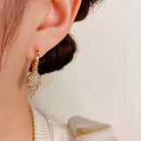 14K Gold Plated Zircon Leaf Earrings